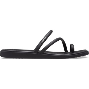 Crocs Women’s Miami Toe Loop Sandals | Square Toe Flat | Flexible Straps | Croslite Foam Footbed(Black)