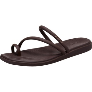 Crocs Women’s Miami Toe Loop Sandals | Square Toe Flat | Flexible Straps | Croslite Foam Footbed(Coffee)