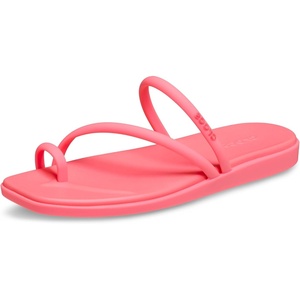 Crocs Women’s Miami Toe Loop Sandals | Square Toe Flat | Flexible Straps | Croslite Foam Footbed(Guava)