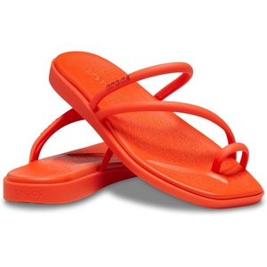 Crocs Women’s Miami Toe Loop Sandals | Square Toe Flat | Flexible Straps | Croslite Foam Footbed(Lava)