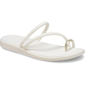 Crocs Women’s Miami Toe Loop Sandals | Square Toe Flat | Flexible Straps | Croslite Foam Footbed(Metallic Chalk)