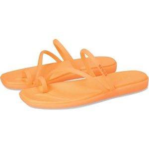 Crocs Women’s Miami Toe Loop Sandals | Square Toe Flat | Flexible Straps | Croslite Foam Footbed(Orangesicle)