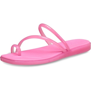 Crocs Women’s Miami Toe Loop Sandals | Square Toe Flat | Flexible Straps | Croslite Foam Footbed(Pink Lemonade Jelly)