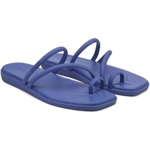 Crocs Women’s Miami Toe Loop Sandals | Square Toe Flat | Flexible Straps | Croslite Foam Footbed(Sapphire)