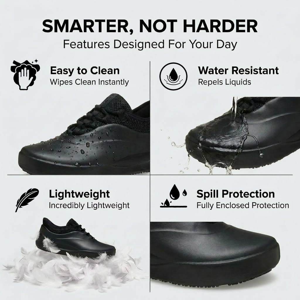 image:imageCrocs Mens Bistro No Hands Work Sneaker Enclosed Toe Slip Resistant All Day Comfort at Work LaceUp Shoes for Healthcare Hospitality and Food Service Workers Easy Clean ASTM CertifiedBlack
