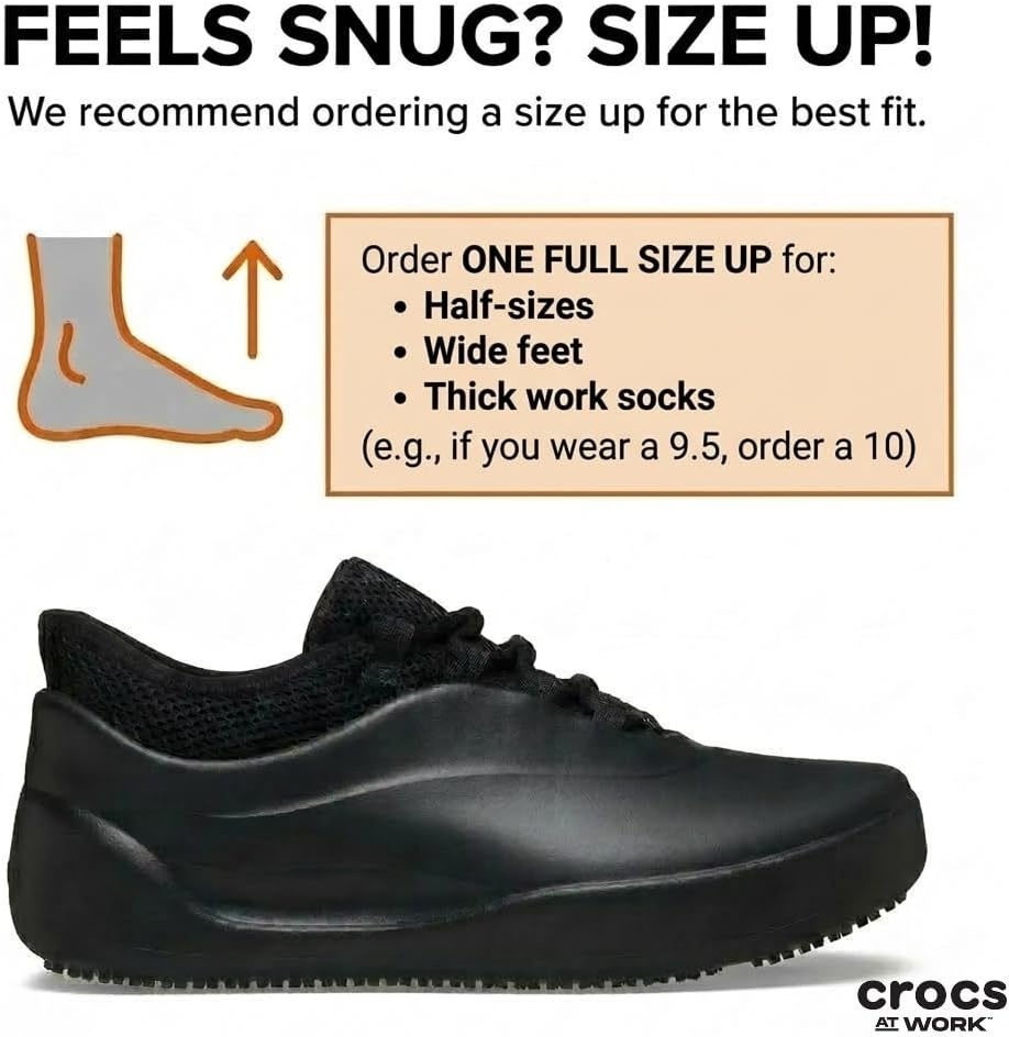 image:imageCrocs Mens Bistro No Hands Work Sneaker Enclosed Toe Slip Resistant All Day Comfort at Work LaceUp Shoes for Healthcare Hospitality and Food Service Workers Easy Clean ASTM CertifiedBlack