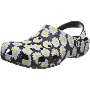 Crocs Unisex-Adult Classic Clog – Seasonal Graphic(Black Daisy)